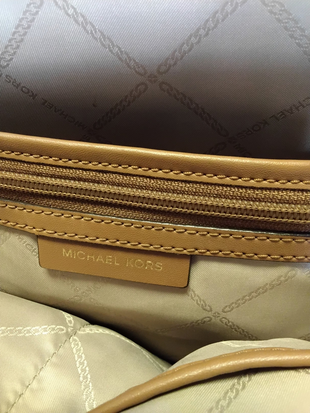 Michael Kors Rhea Slim Logo Backpack, Brown - Picture 10 of 12